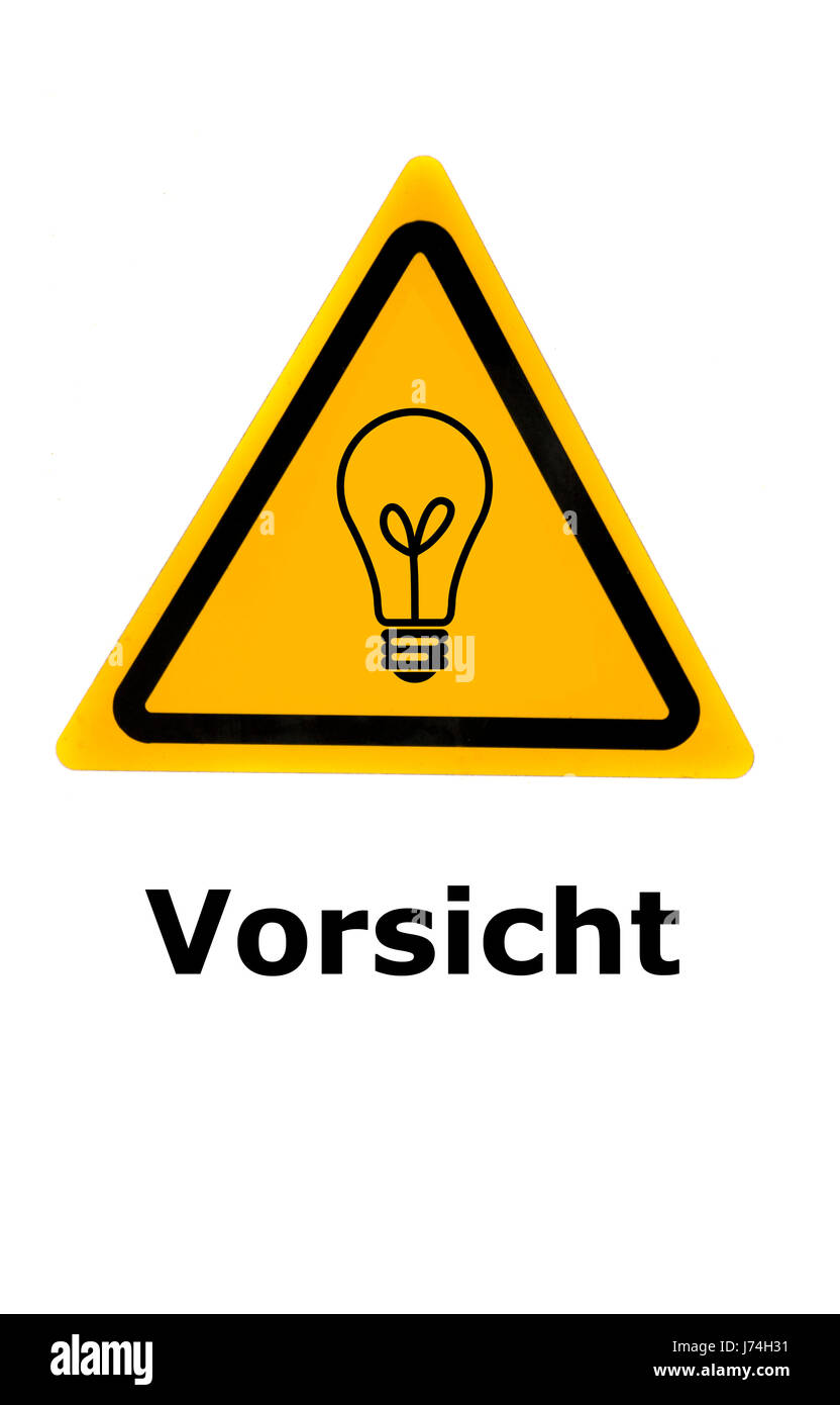 symbolische Vorsicht Shiner Lampe Koryphäe Verbot Piktogramm Warnsymbol Stockfoto