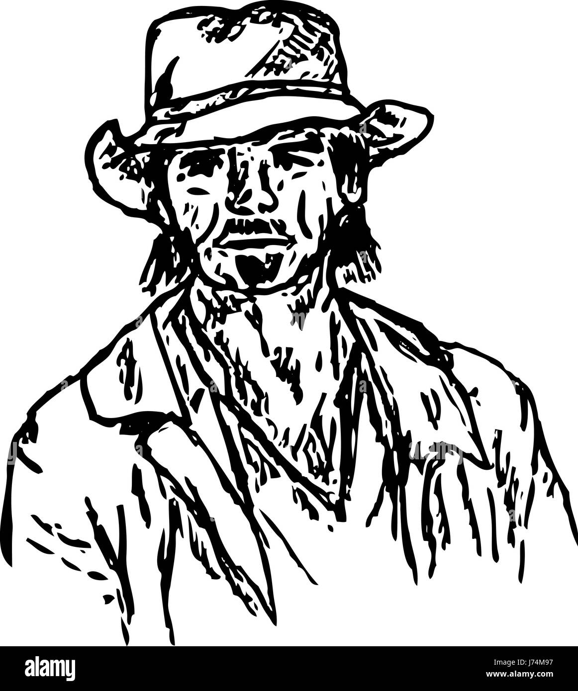 Farbe Abbildung Farbe Cowboy zeichnen Cartoon alte Menschen Menschen Menschen Stockfoto