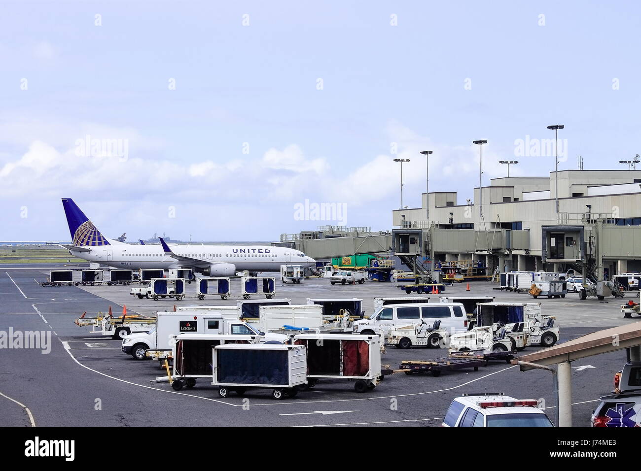 Honolulu, Hawaii, USA - 31. Mai 2016: United Airline Flugzeuge am Flughafen Honolulu Stockfoto