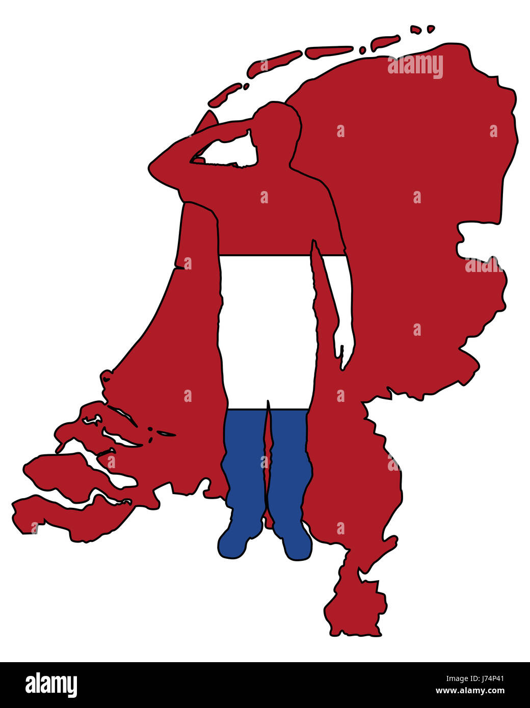 Holland Niederlande erhalten Gruß Mann Zeichen Signal blaue Hand Finger menschliche Menschen Stockfoto