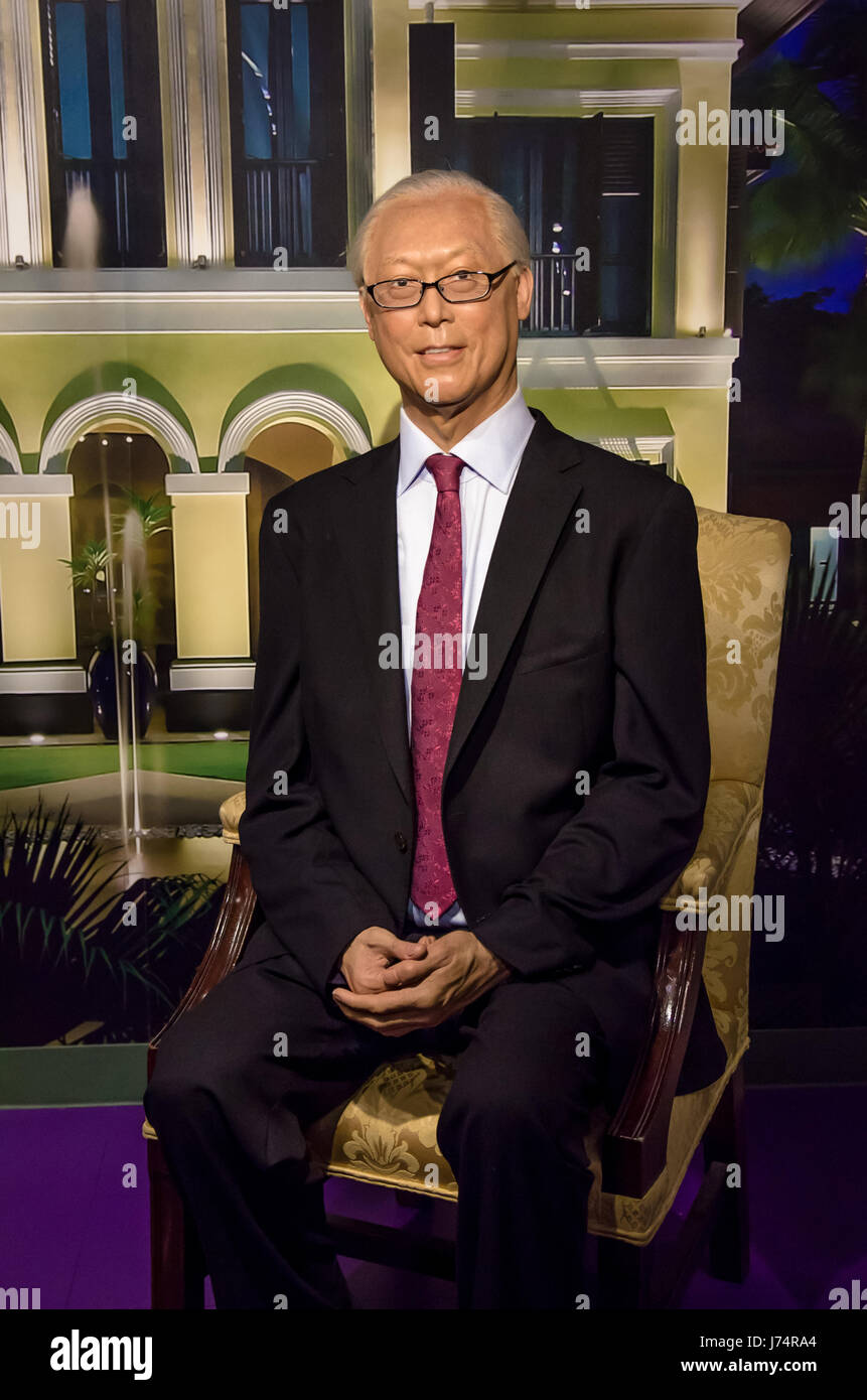 Singapur - September 15,2015: die Wachsfigur von Goh Chok Tong (ehemaliger Ministerpräsident von Singapur) in Madame Tussauds Singapur. Stockfoto