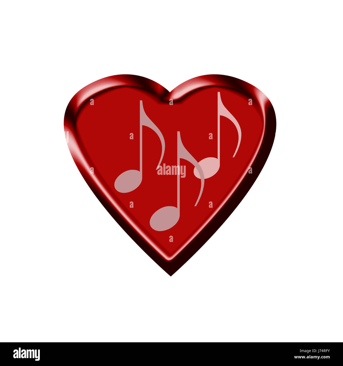 Musik Hinweis Hinweise Herzen Liebe in der Liebe fiel Härten Herz isoliert Stockfoto