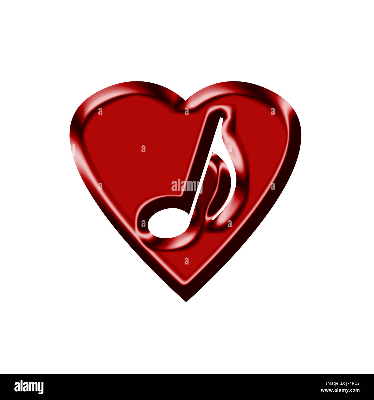 Musik Hinweis Hinweise Herzen Liebe in der Liebe fiel Härten Herz isoliert Stockfoto