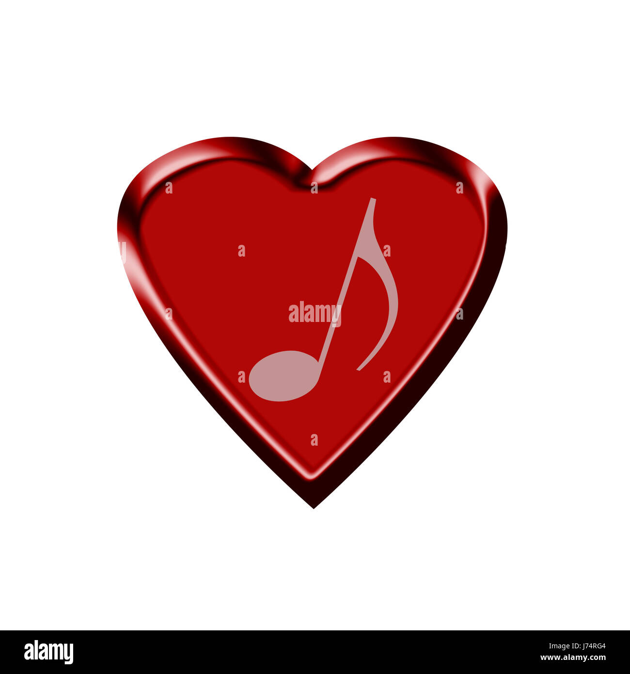 Musik Hinweis Hinweise Herzen Liebe in der Liebe fiel Härten Herz isoliert Stockfoto