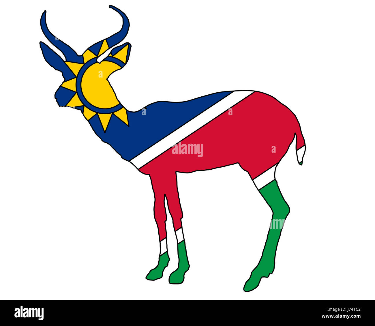 Afrika Namibia Flagge Antilope unterzeichnen Signal optional blau Tier Säugetier Stockfoto