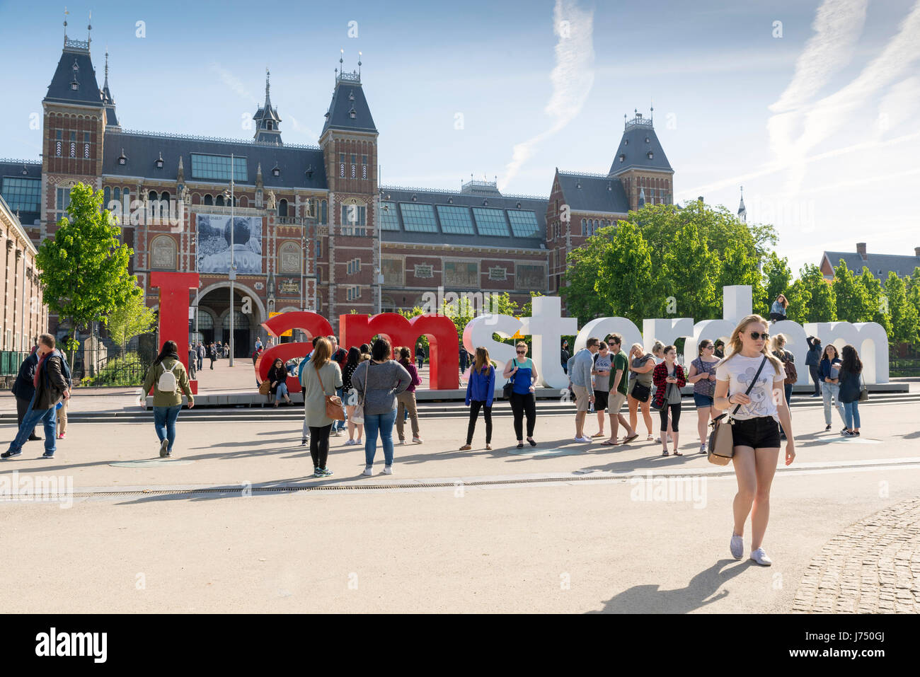 AMSTERDAM, Niederlande - 15. Mai 2017: Eine Präsentation, einen Slogan, eine willkommene Phrase, eine visuelle Symbol... Ich Amsterdam ist ein geniales Wortspiel, h Stockfoto