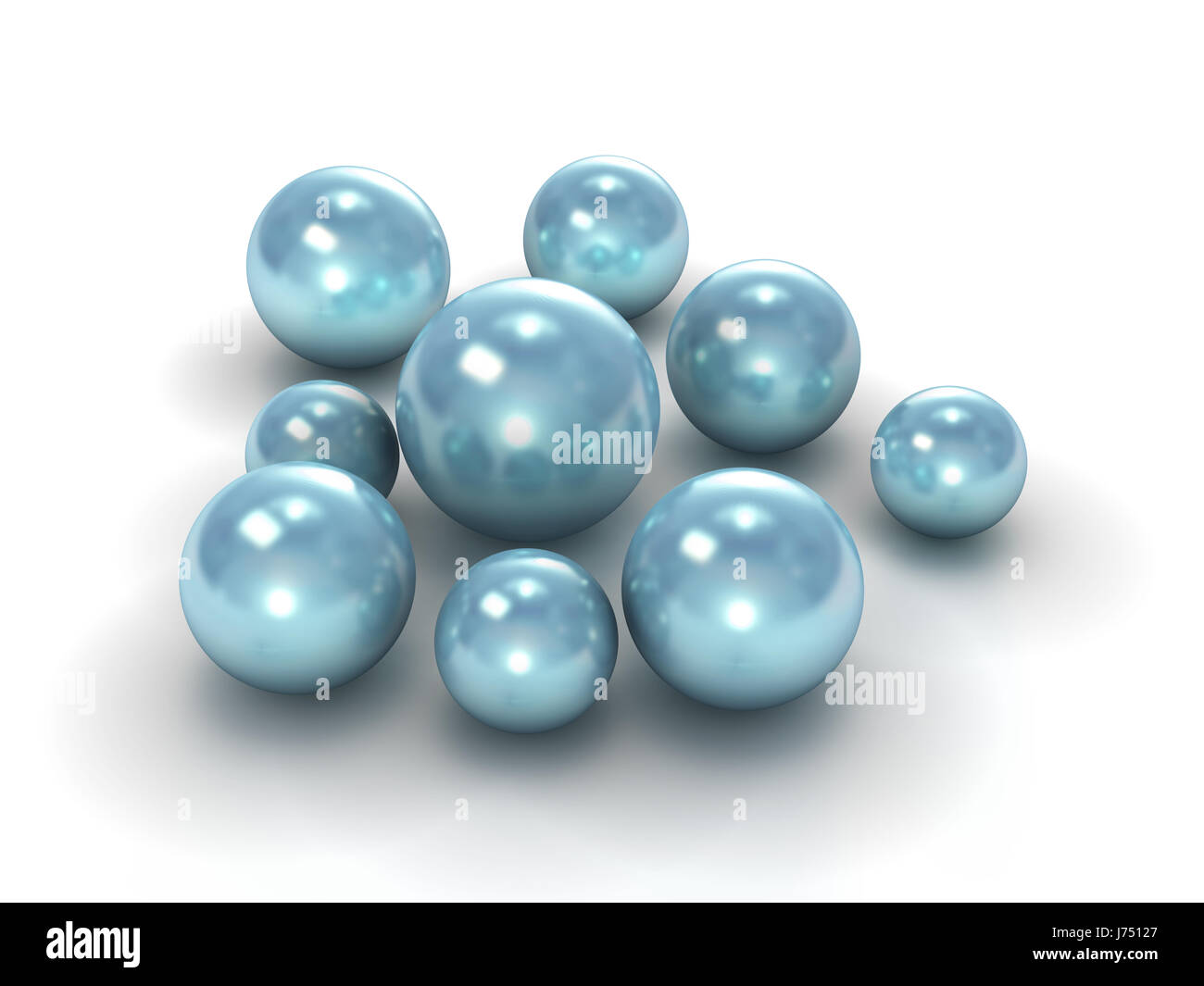 Gruppe von blauen Perlen mit Beschneidungspfad Stockfoto