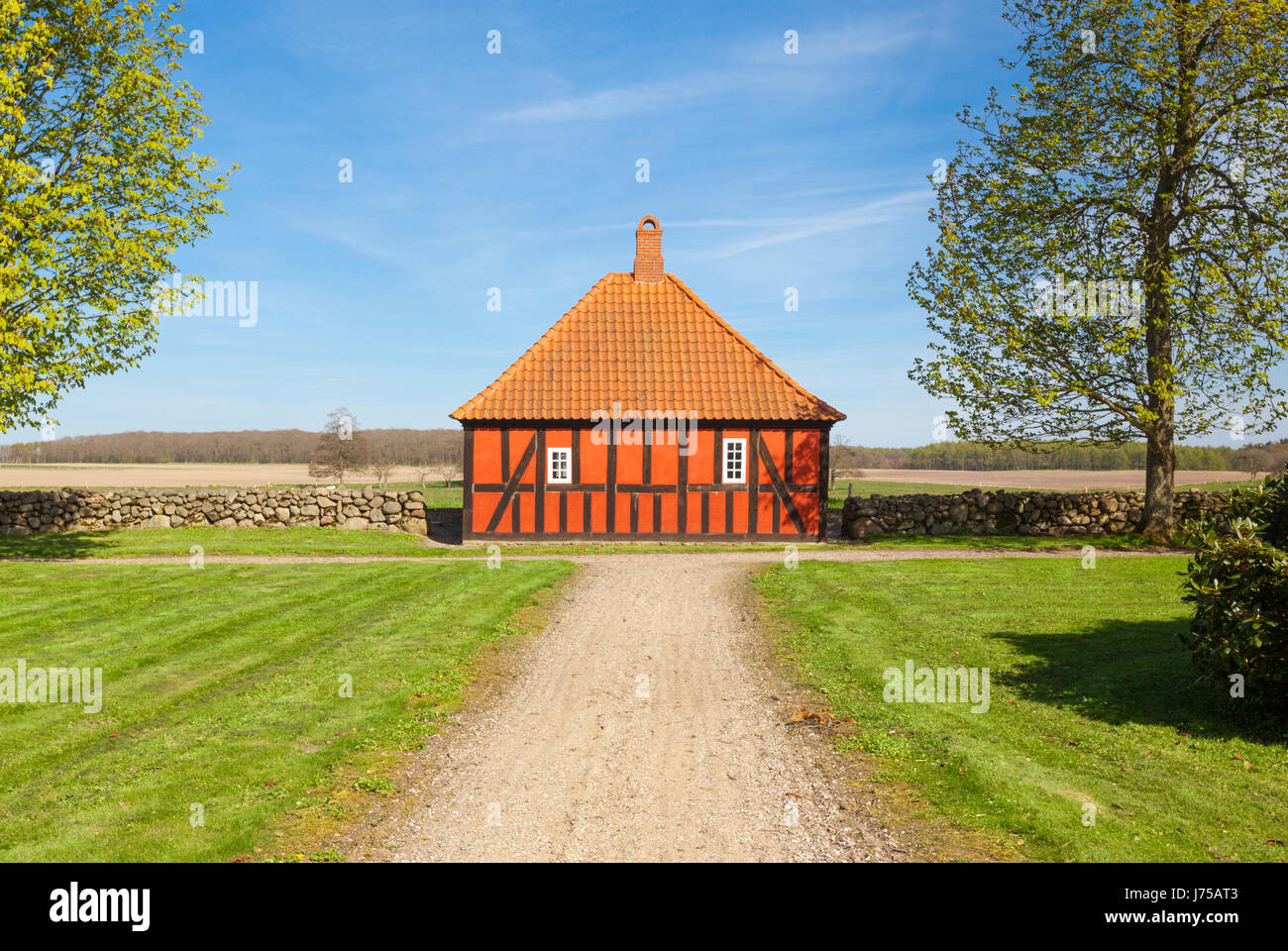 Historischen Diener-Viertel auf dem Anwesen des Løvenholm Schloss, ein ehemaliges Kloster, in der Nähe von Randers, Dänemark Stockfoto