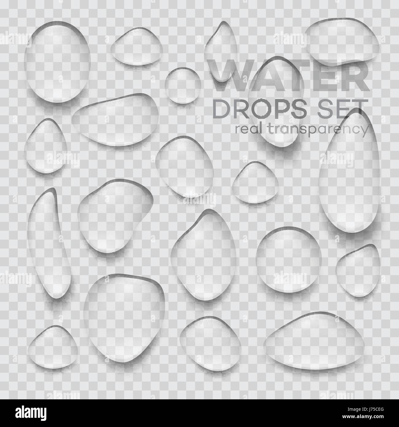 Realistische transparente Wassertropfen. Vektor-illustration Stock Vektor