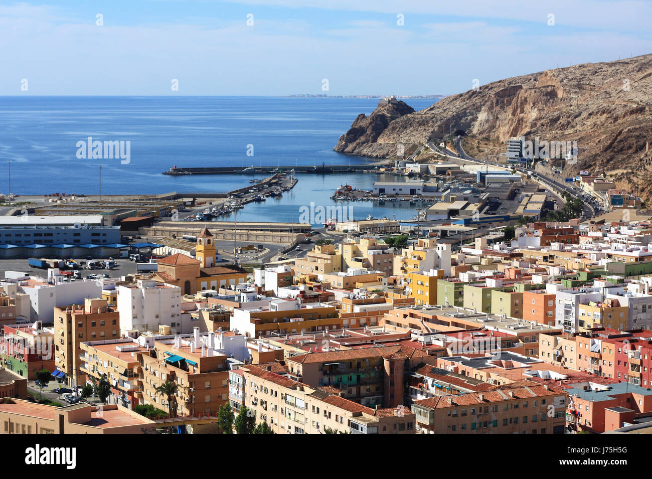 Stadt Stadt Spanien Wasser Mittelmeer Salzwasser Ozean Seehafen blaue Reisen Stockfoto