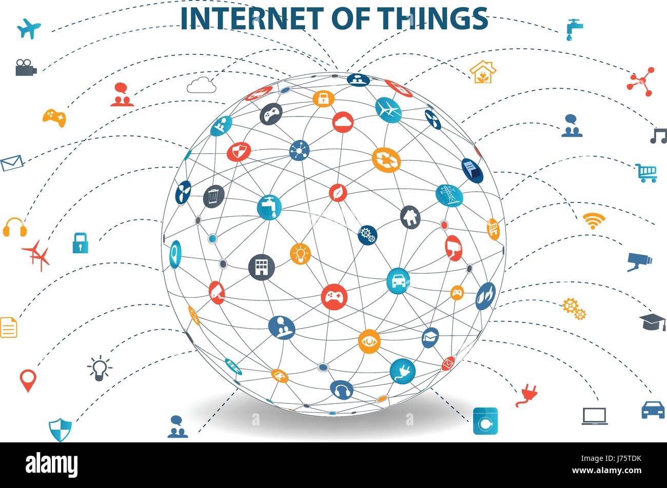 Internet der Dinge-Konzept und Cloud computing Technologie Smart Home Technologie Internet-Networking-Konzept. Internet der Dinge-Wolke mit apps. Wolke Stock Vektor