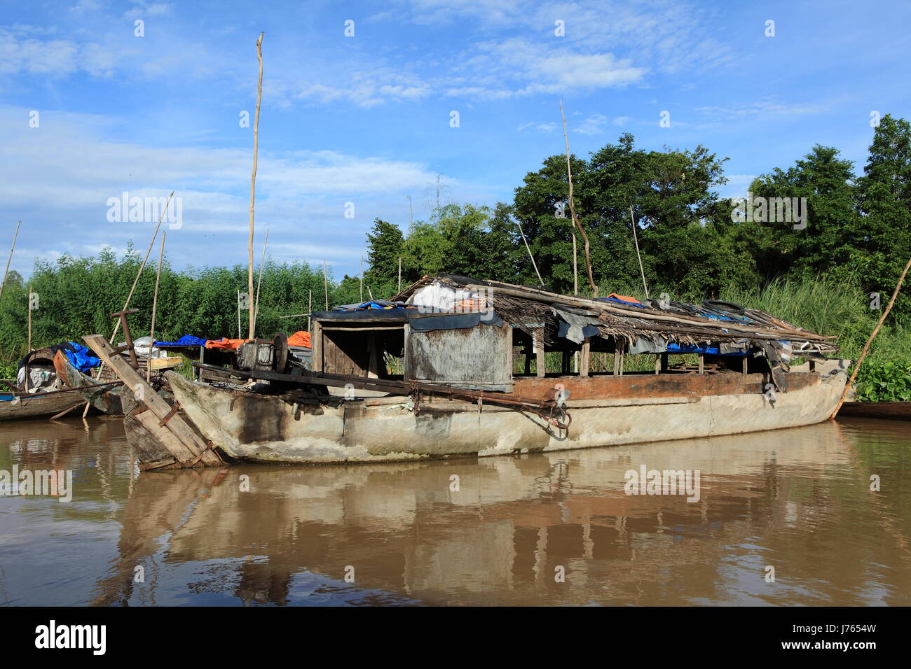 Asia Viet Nam Vietnam Fischer angeln Schiff Ruderboot Segelboot Segelboot Stockfoto