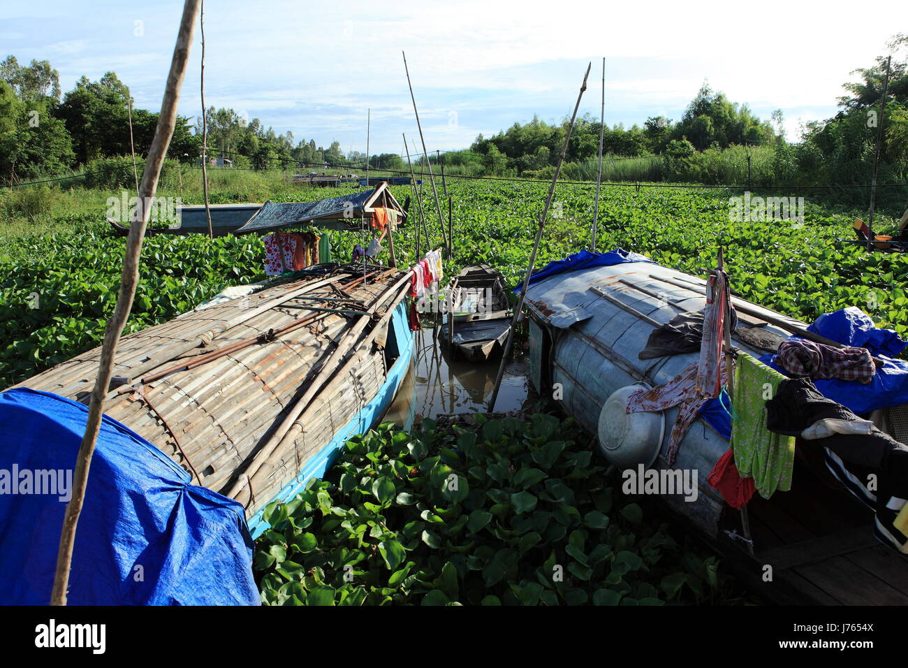 Asia Viet Nam Vietnam Fischer angeln Schiff Ruderboot Segelboot Segelboot Stockfoto