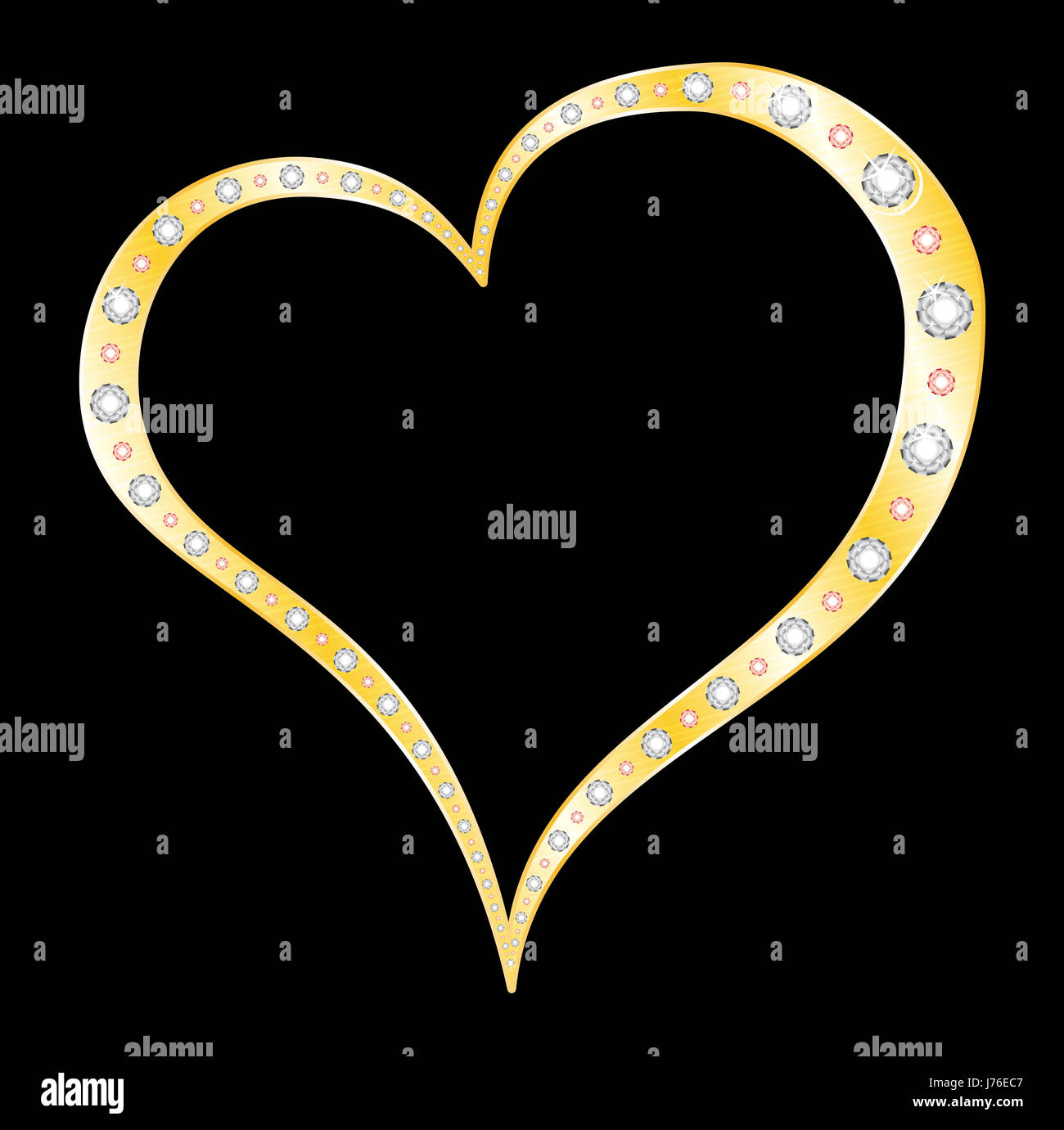 Goldene Diamanten Rahmen Liebe verliebt verliebte sich in Liebe Valentine Herzen Piktogramm Stockfoto