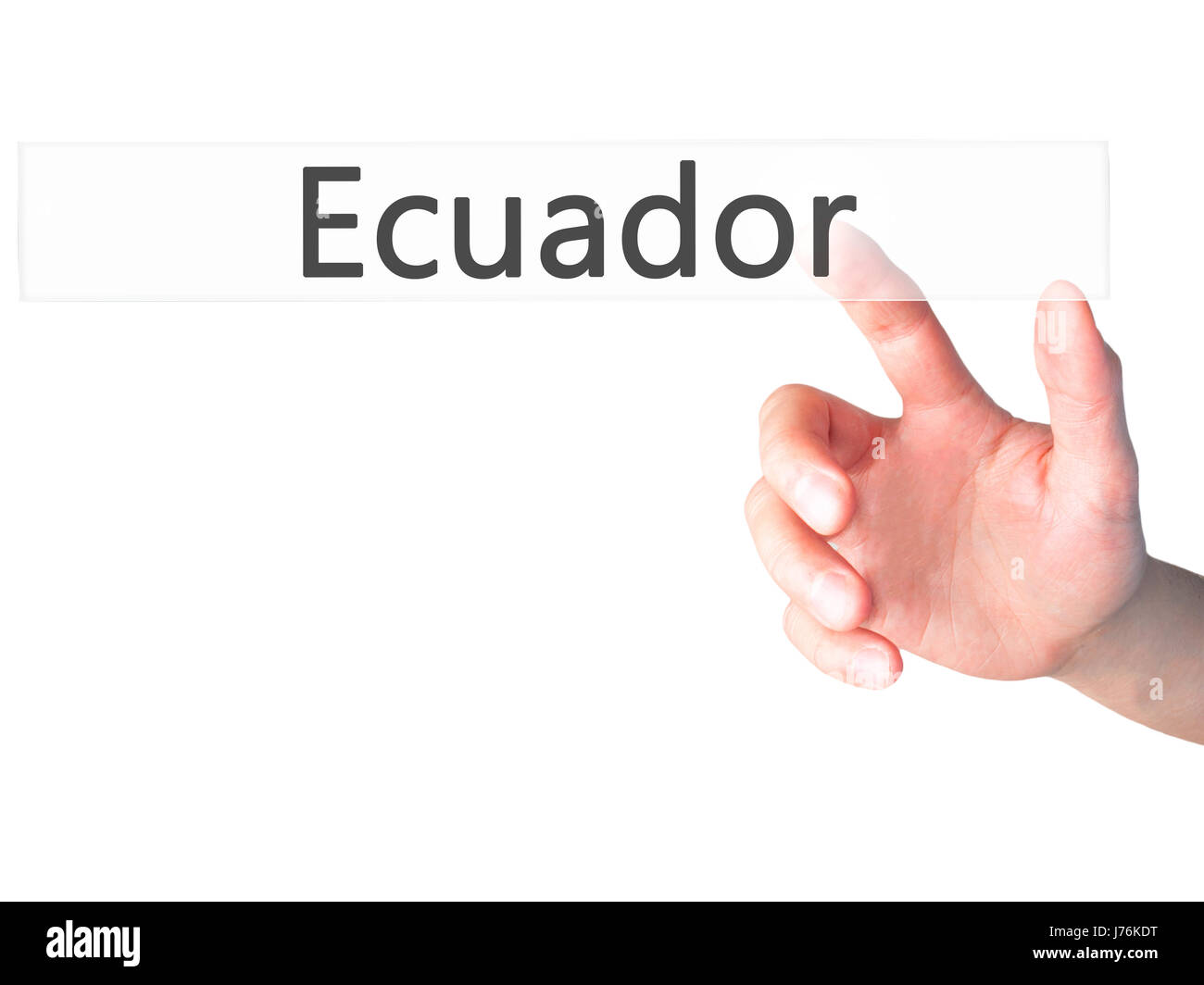Ecuador - Hand drücken einer Taste auf unscharfen Hintergrund Konzept. Wirtschaft, Technologie, Internet-Konzept. Stock Foto Stockfoto