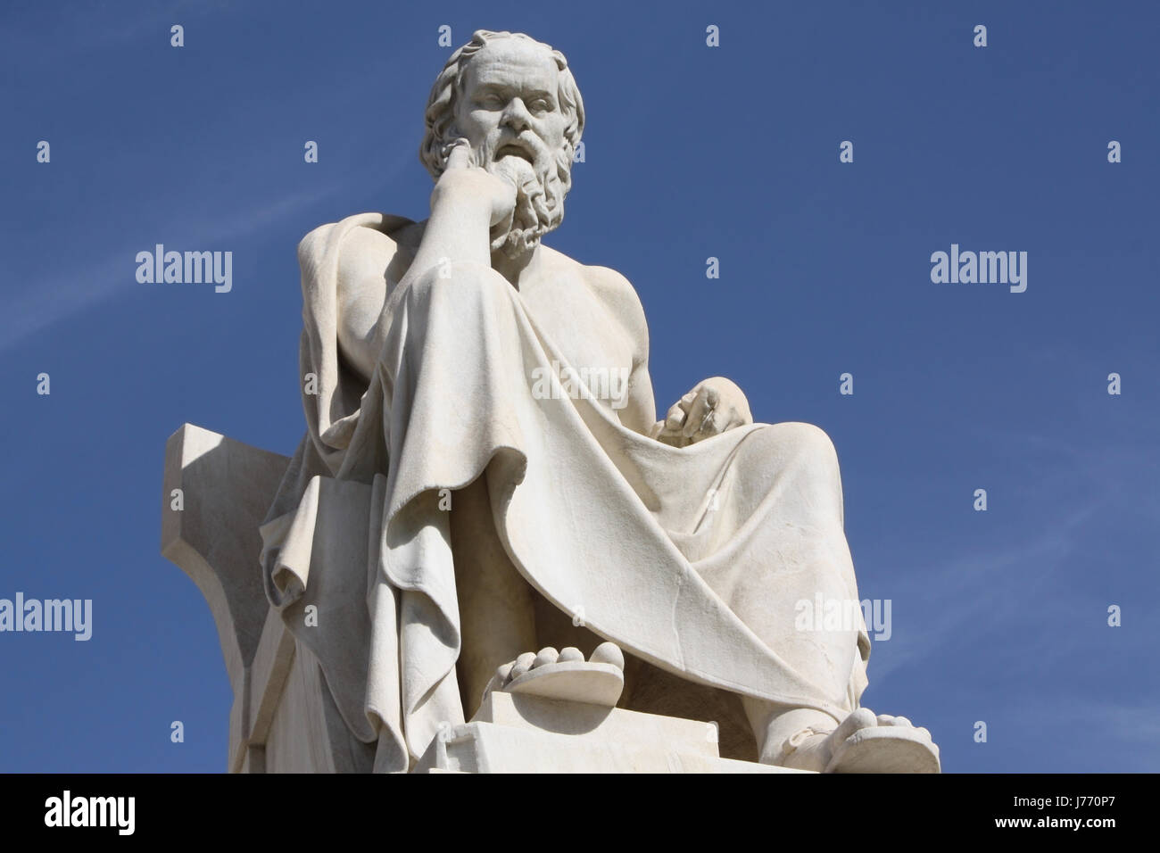 Statue Griechenland Philosophie Athens Wahrzeichen antiken Philosophen blaue Lehrer Stockfoto