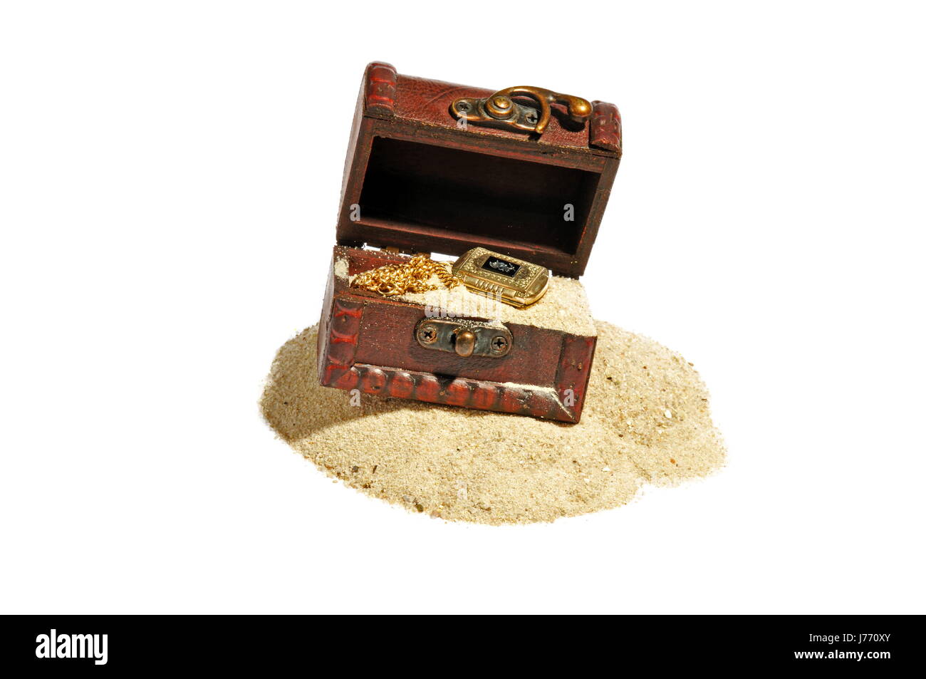 Amulett Medaillon Medaillon isoliert optional Schmuck Schmuck verbergen Piraten-Box Stockfoto