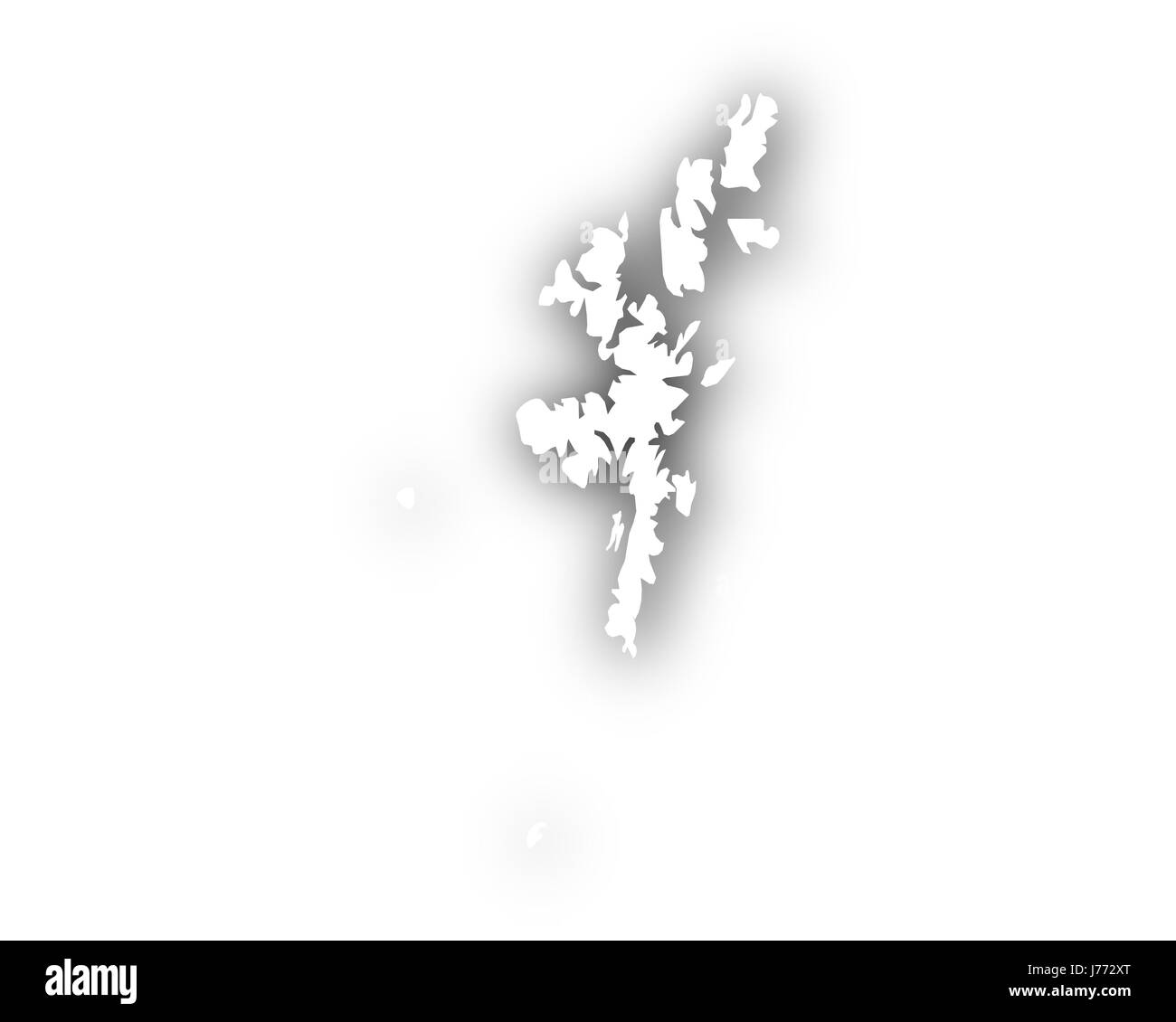 Karte von den Shetland-Inseln mit Schatten Stockfoto