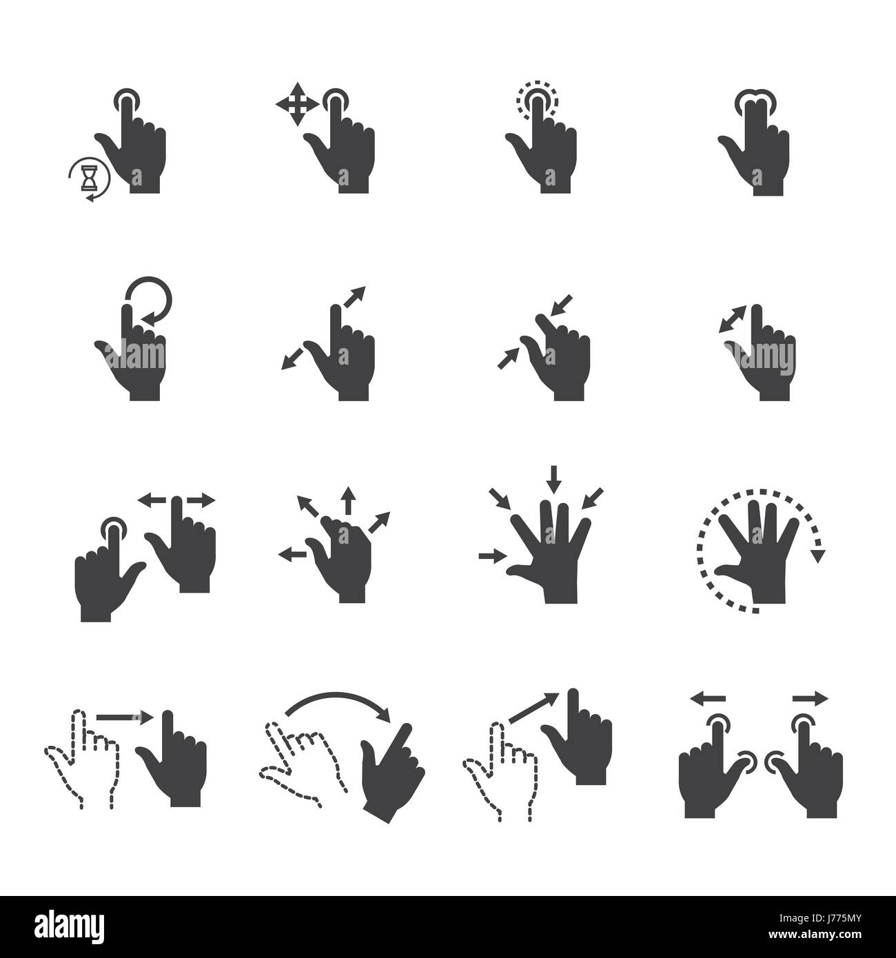 Geste Symbole für touch-Geräte Stock Vektor