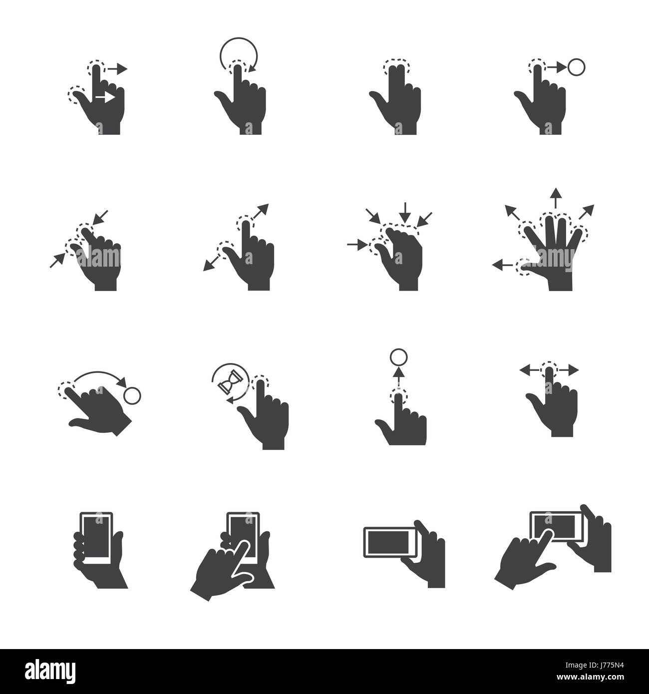 Geste Symbole für touch-Geräte Stock Vektor