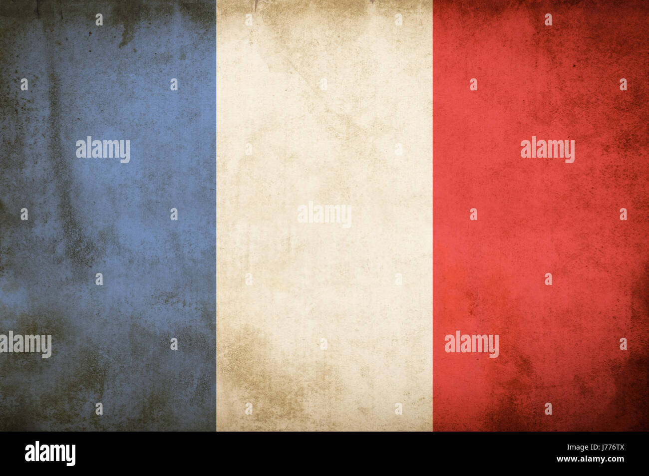 Old Grunge-Flag Frankreich Stockfoto