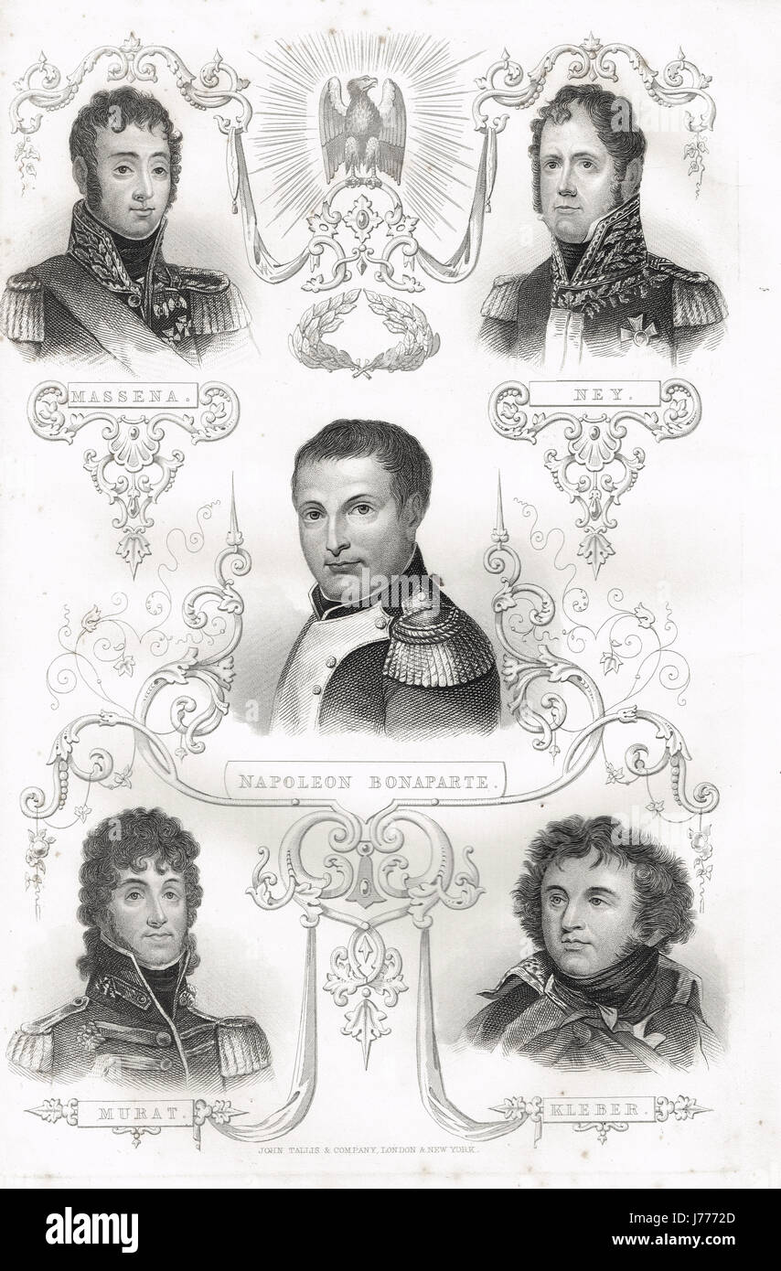 Porträts von Napoleon & seine Marshalls Stockfoto