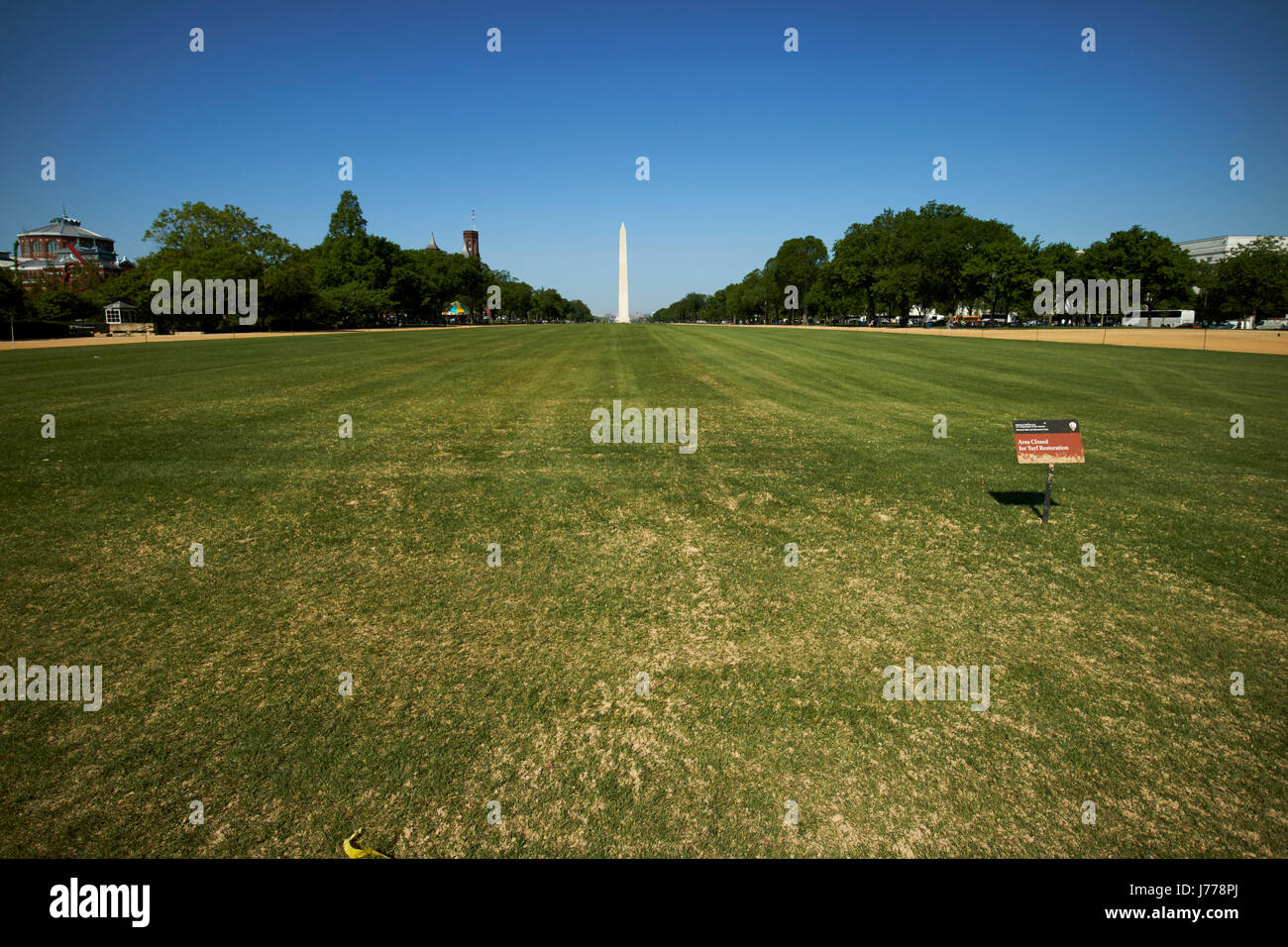 Rasenfläche geschlossen wegen Renovierung der Rasen auf der national Mall in Washington DC USA Stockfoto