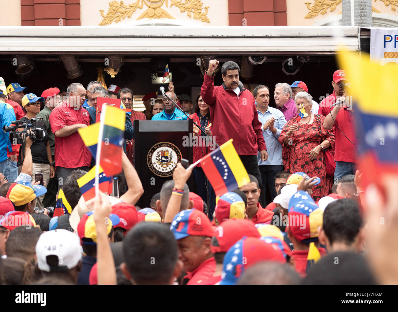 Caracas, Venezuela. 23. Mai 2017. Venezolanischer Präsident Nicolás Maduro spricht in einem Akt, nach Montage Constitutuent zu unterstützen. Bildnachweis: Marcos Salgado/Alamy Live-Nachrichten Stockfoto