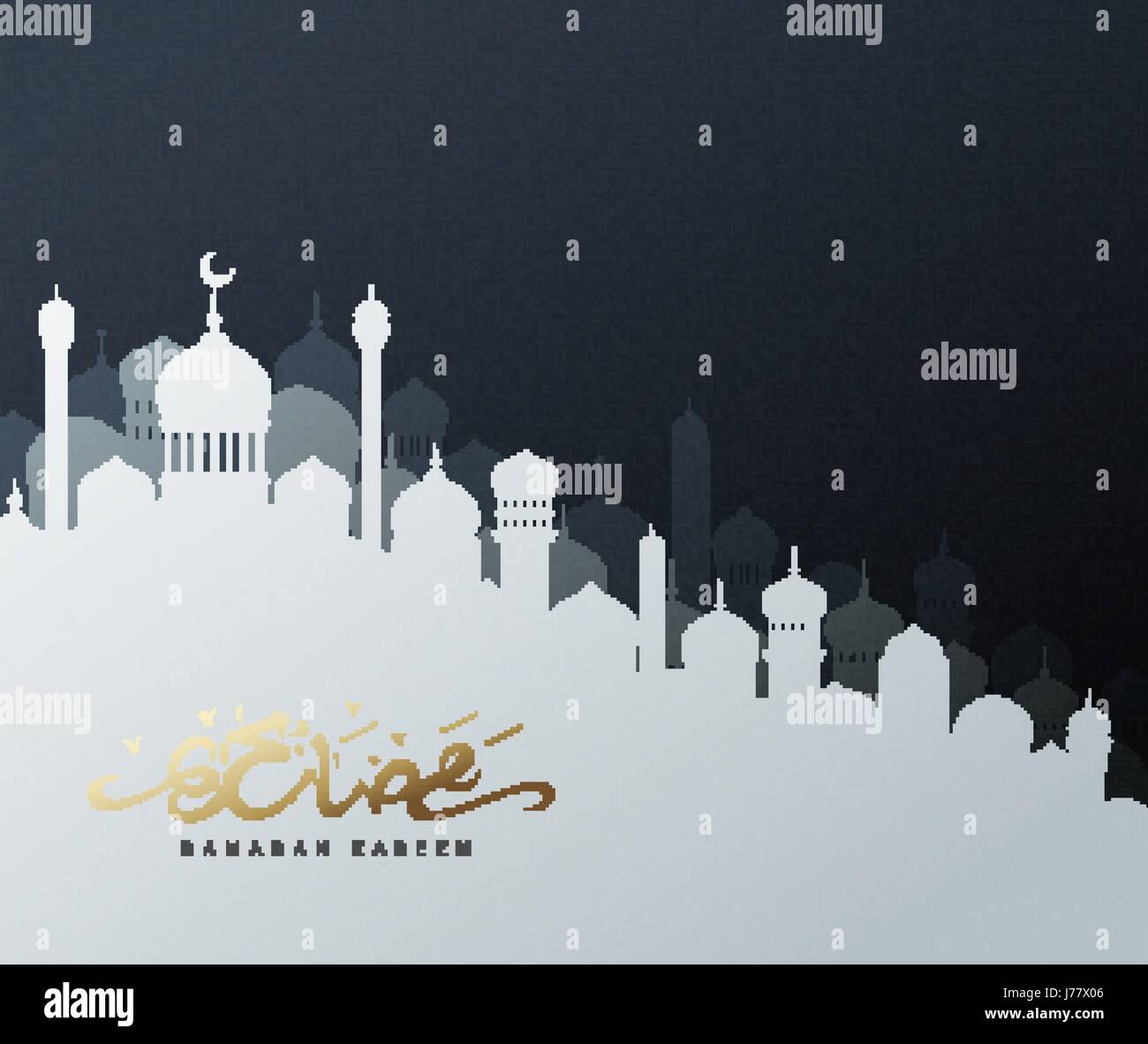 Ramadan Grußkarte mit arabischer Kalligraphie Ramadan Kareem. Islamischen Hintergrund mit Moscheen Stock Vektor