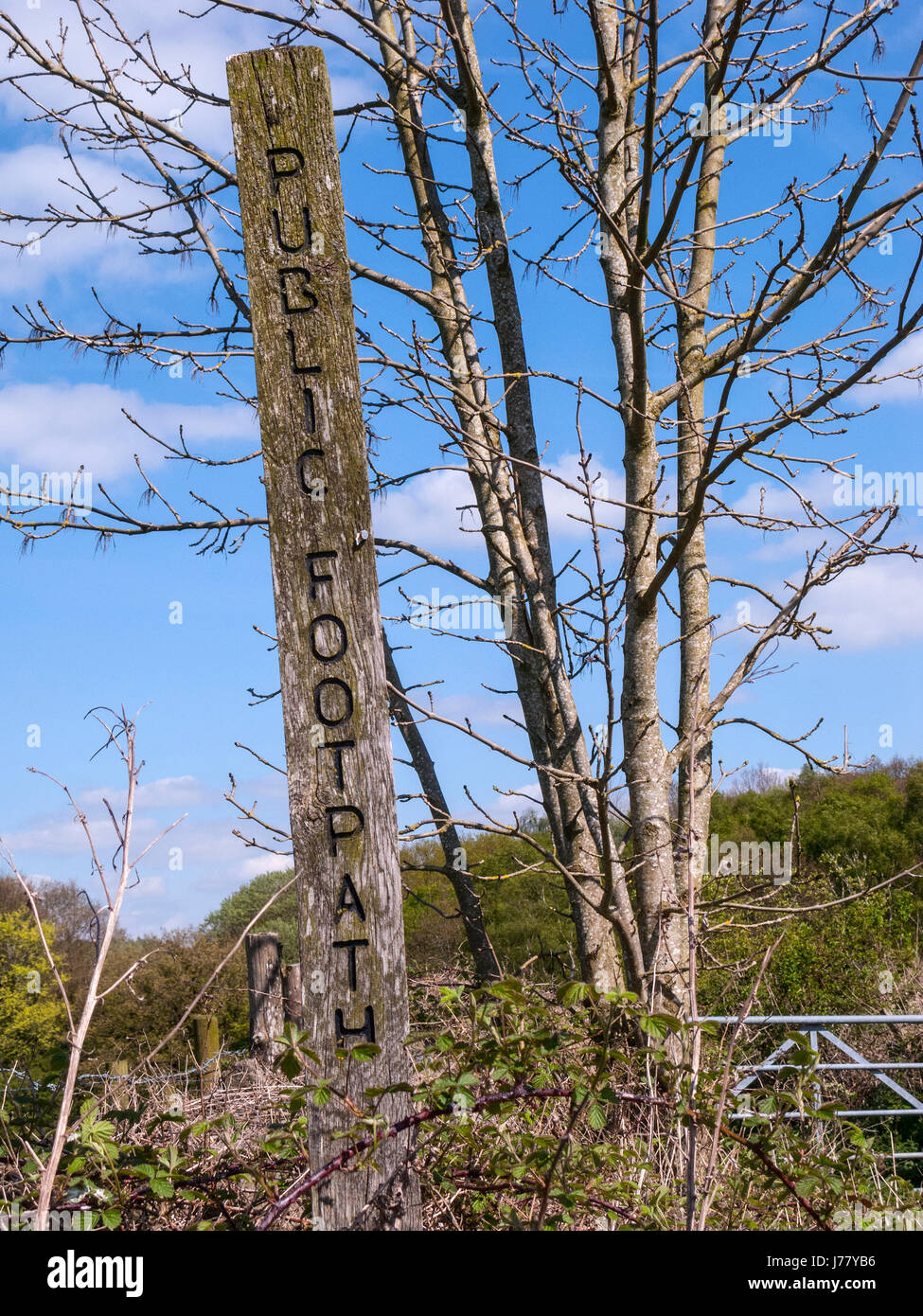 Öffentlichen Fußweg Zeichen, Derbyshire Stockfoto