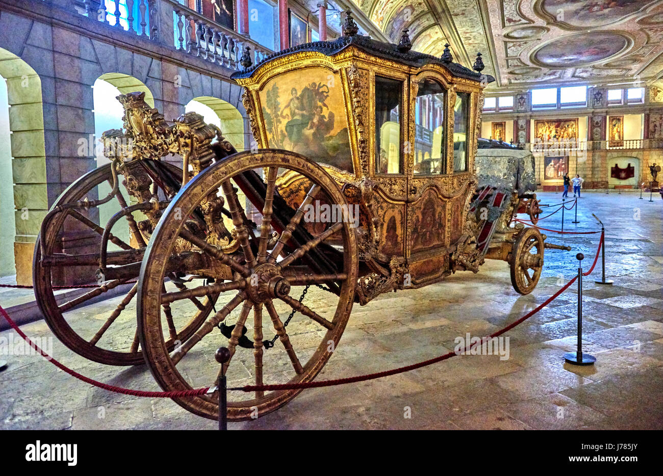 Das Nationale Kutschenmuseum (Portugiesisch: Museu Nacional Dos Coches) befindet sich auf dem Afonso de Albuquerque Platz im Belém Stockfoto