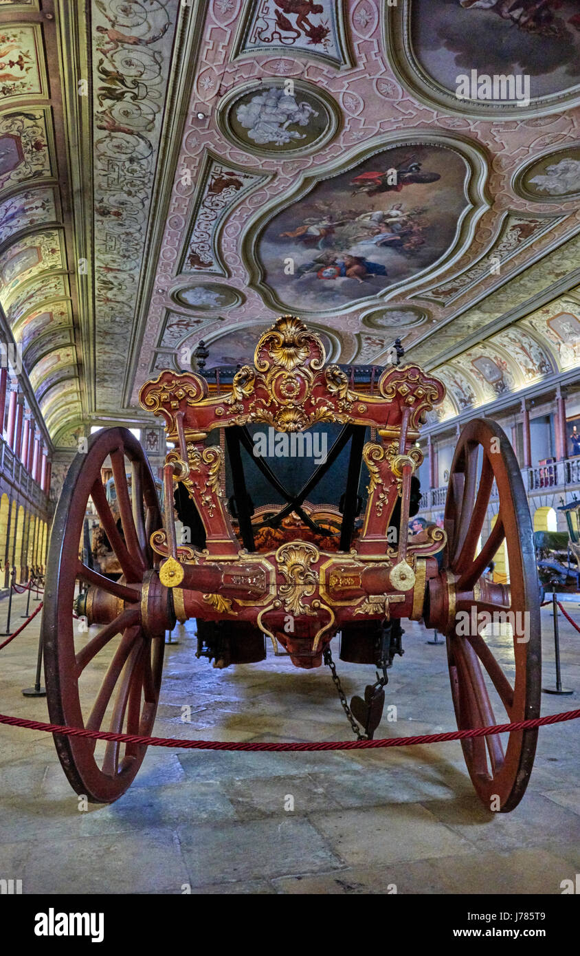 Das Nationale Kutschenmuseum (Portugiesisch: Museu Nacional Dos Coches) befindet sich auf dem Afonso de Albuquerque Platz im Belém Stockfoto