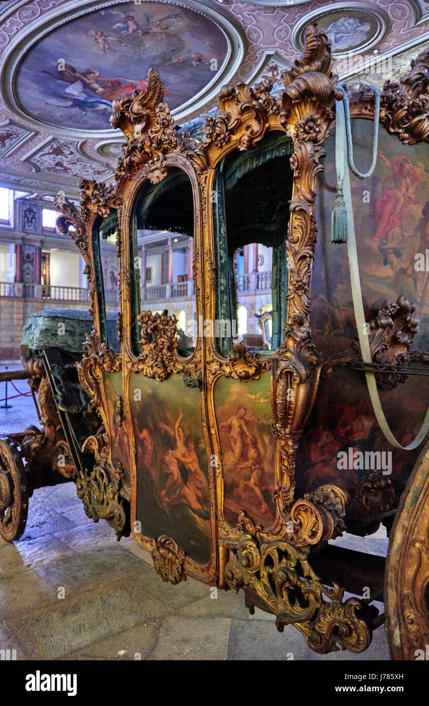 Das Nationale Kutschenmuseum (Portugiesisch: Museu Nacional Dos Coches) befindet sich auf dem Afonso de Albuquerque Platz im Belém Stockfoto