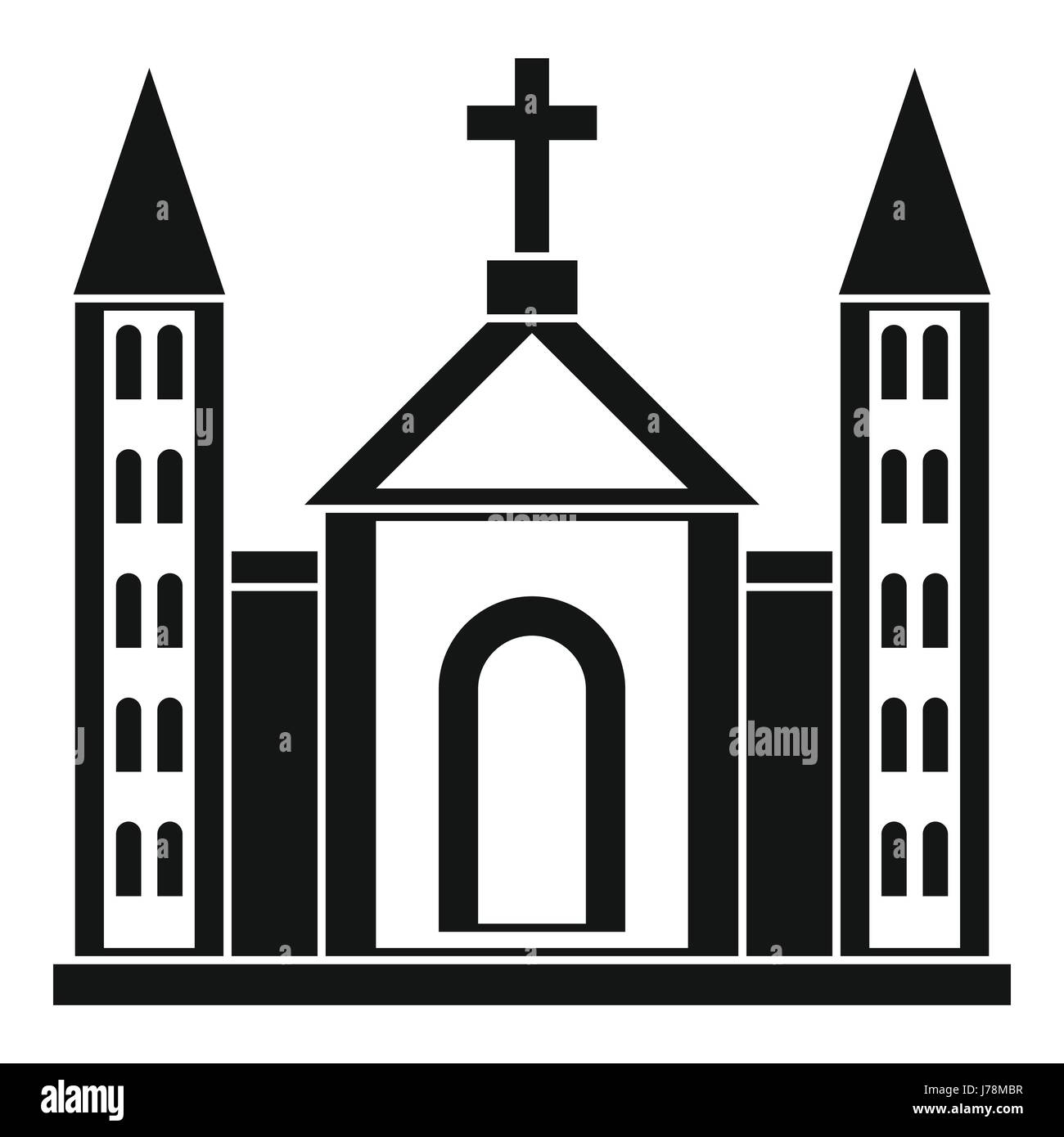 Christian katholische Kirchengebäude Symbol im einfachen Stil auf einem weißen Hintergrund-Vektor-illustration Stock Vektor
