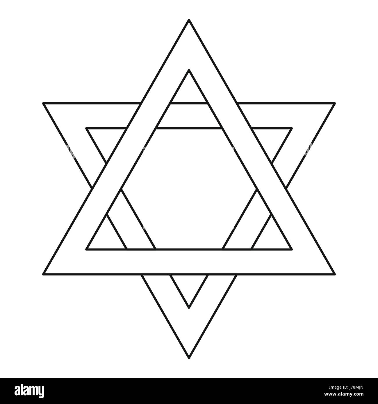 Davidsstern Symbol im Umriss-Stil auf einem weißen Hintergrund-Vektor-illustration Stock Vektor