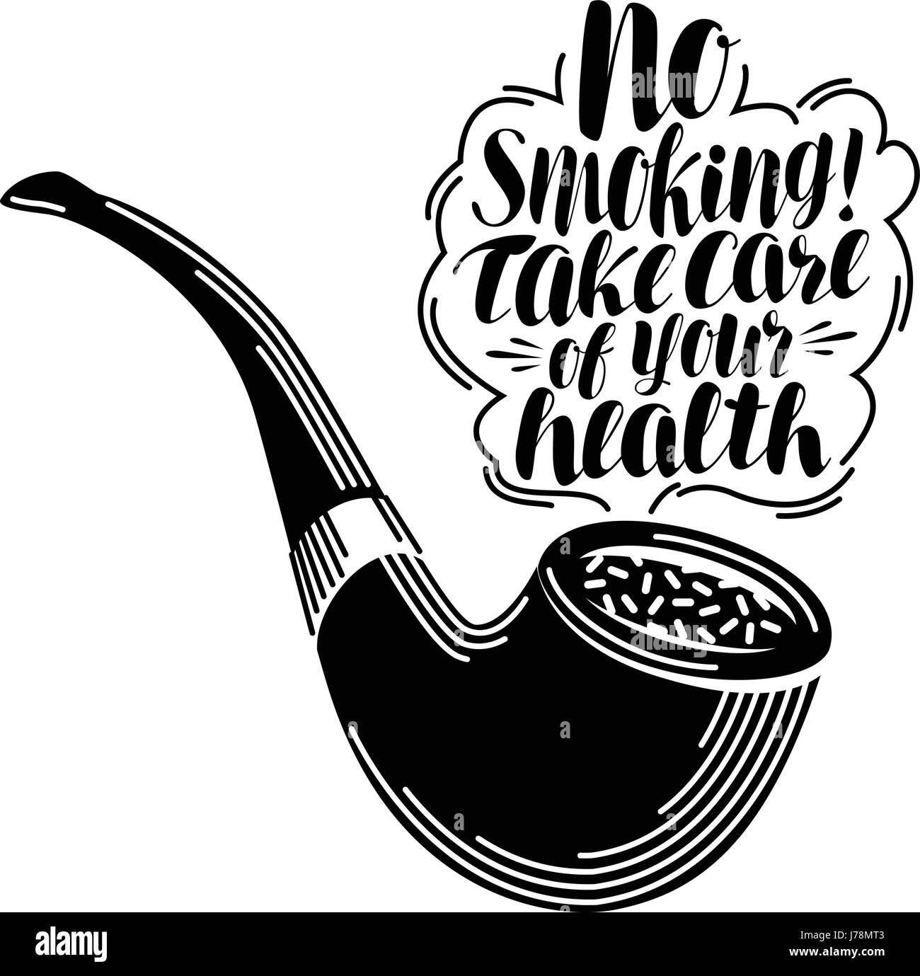 Kein Rauchen, Schriftzug. Typografische Gestaltung, Tabak. Kalligraphie-Vektor-illustration Stock Vektor