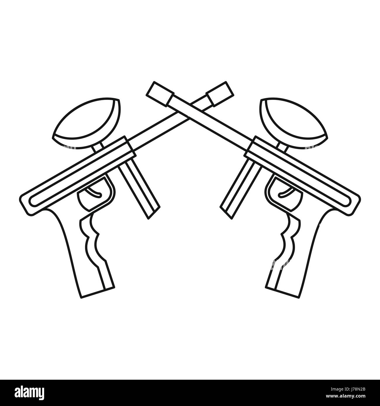 Paintball Waffen Symbol Im Umriss Stil Auf Einem Wei en Hintergrund paintball-waffen-symbol-im-umriss-stil-auf-einem-wei-en-hintergrund