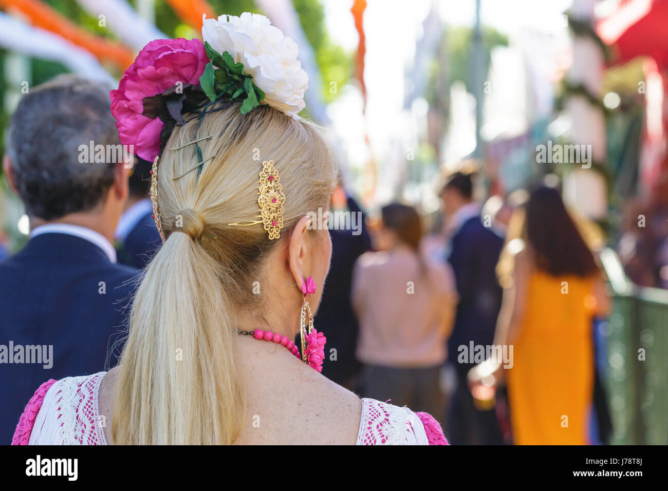 Spanischer Flamenco-Frisur. Spanischer Folklore. Stockfoto