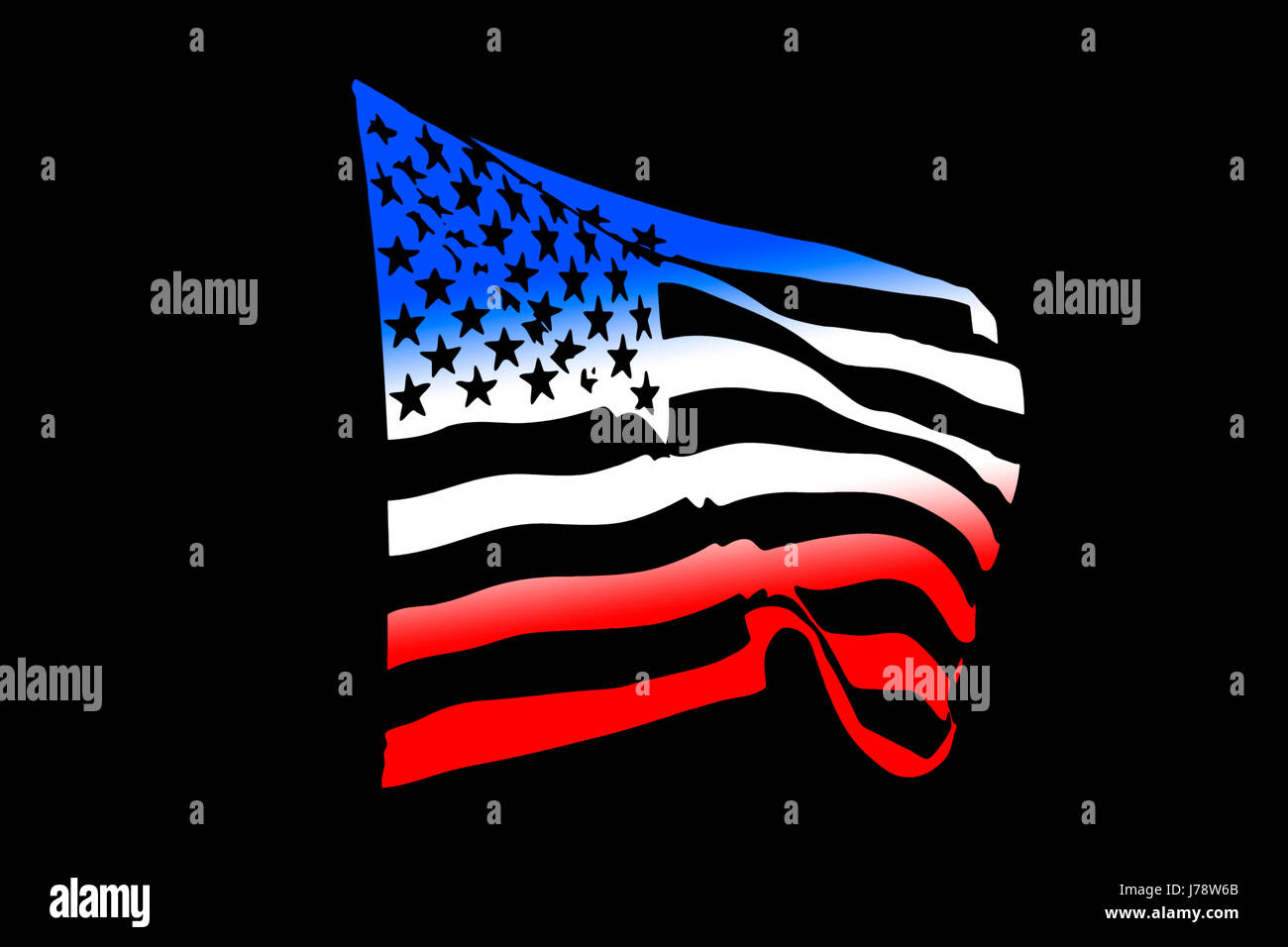 Memorial amerikanischen Usa Amerika Flagge abstrakt besagt Blau Denkmal Kunst vereint Stockfoto
