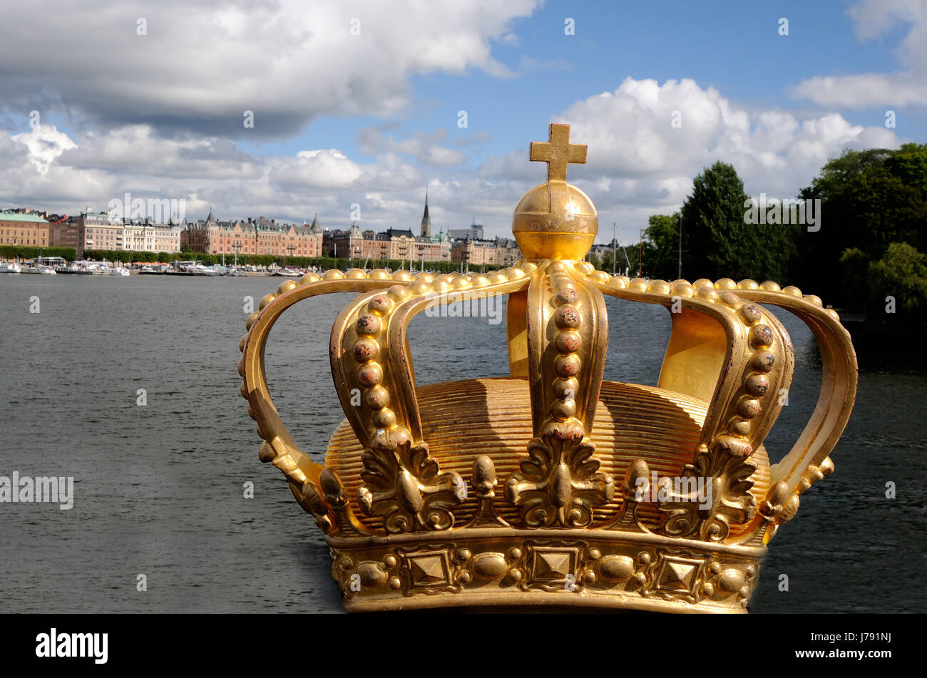 goldenen Schweden Stockholm Stockholm schwedische Krone Blau Hausbau Reisen Stadt Stockfoto