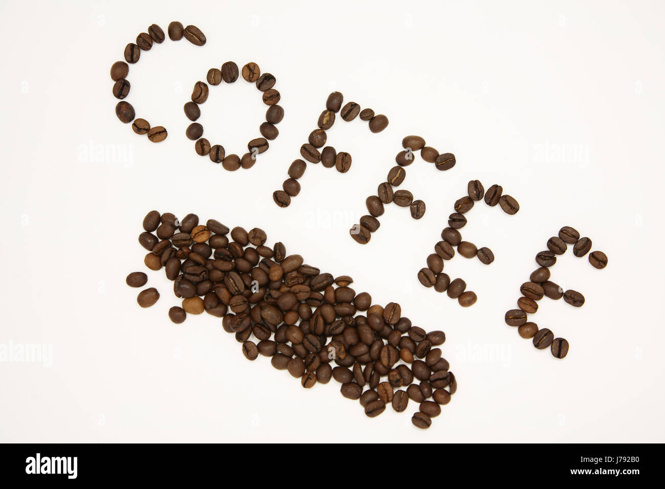 Erfrischung, Getränke, Kaffee Text Bohne Getränk essen Café Text in Sprache Stockfoto