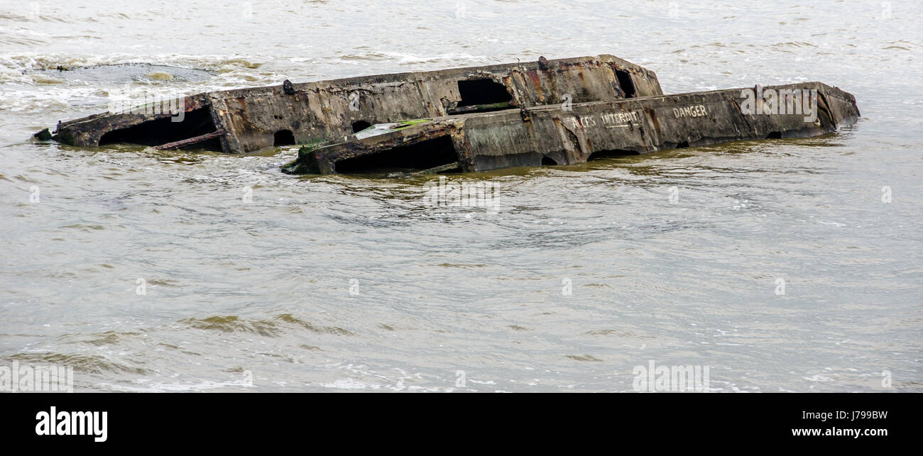 Alte wo2 Hafen in Arromanches Stockfoto