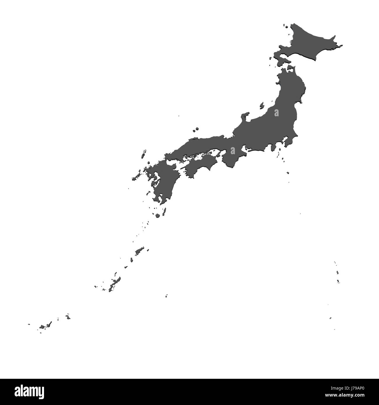 Karte von Japan - isoliert Stockfoto