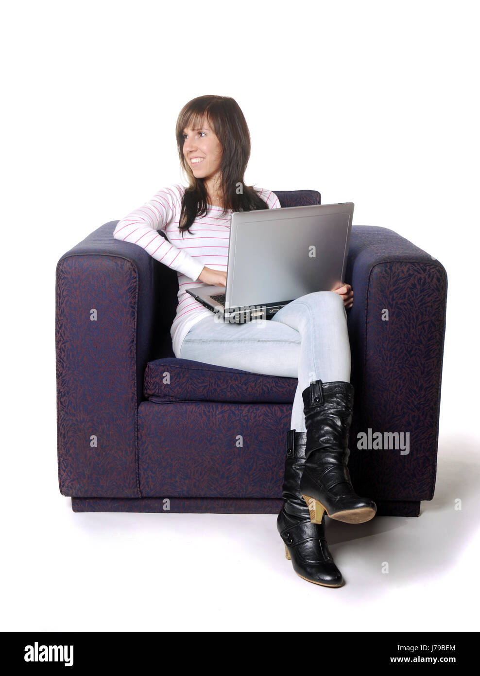 junge Frau mit laptop Stockfoto