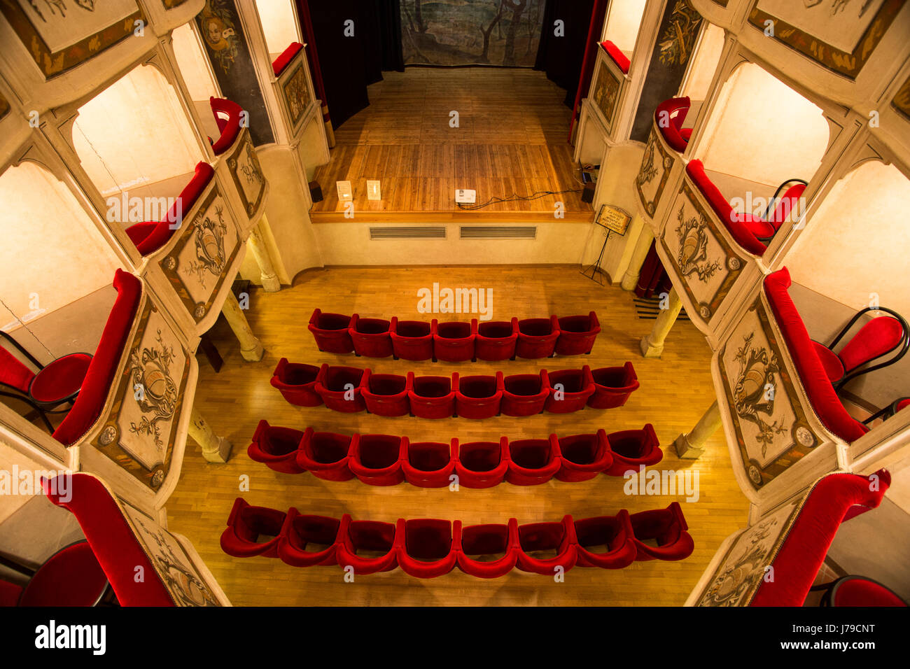 Teatro della Concordia, Monte Castello de Vibio, Umbrien - kleinste Theater der Welt Stockfoto