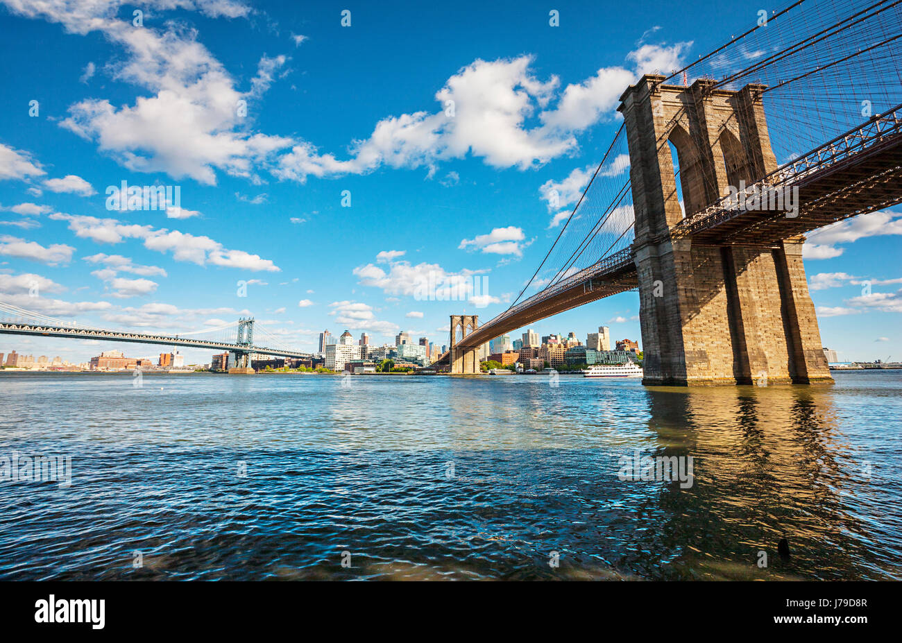Brooklyn Bridge, New York City East River Stockfoto