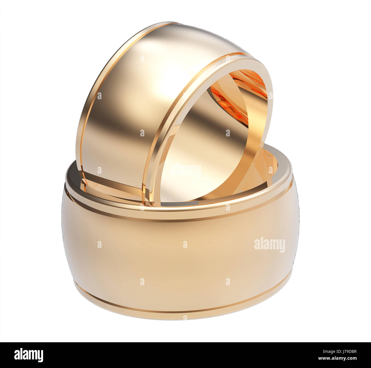 Ring 2 Render gold Liebe Ehe Metallschmuck ring zwei paar Render gold Stockfoto