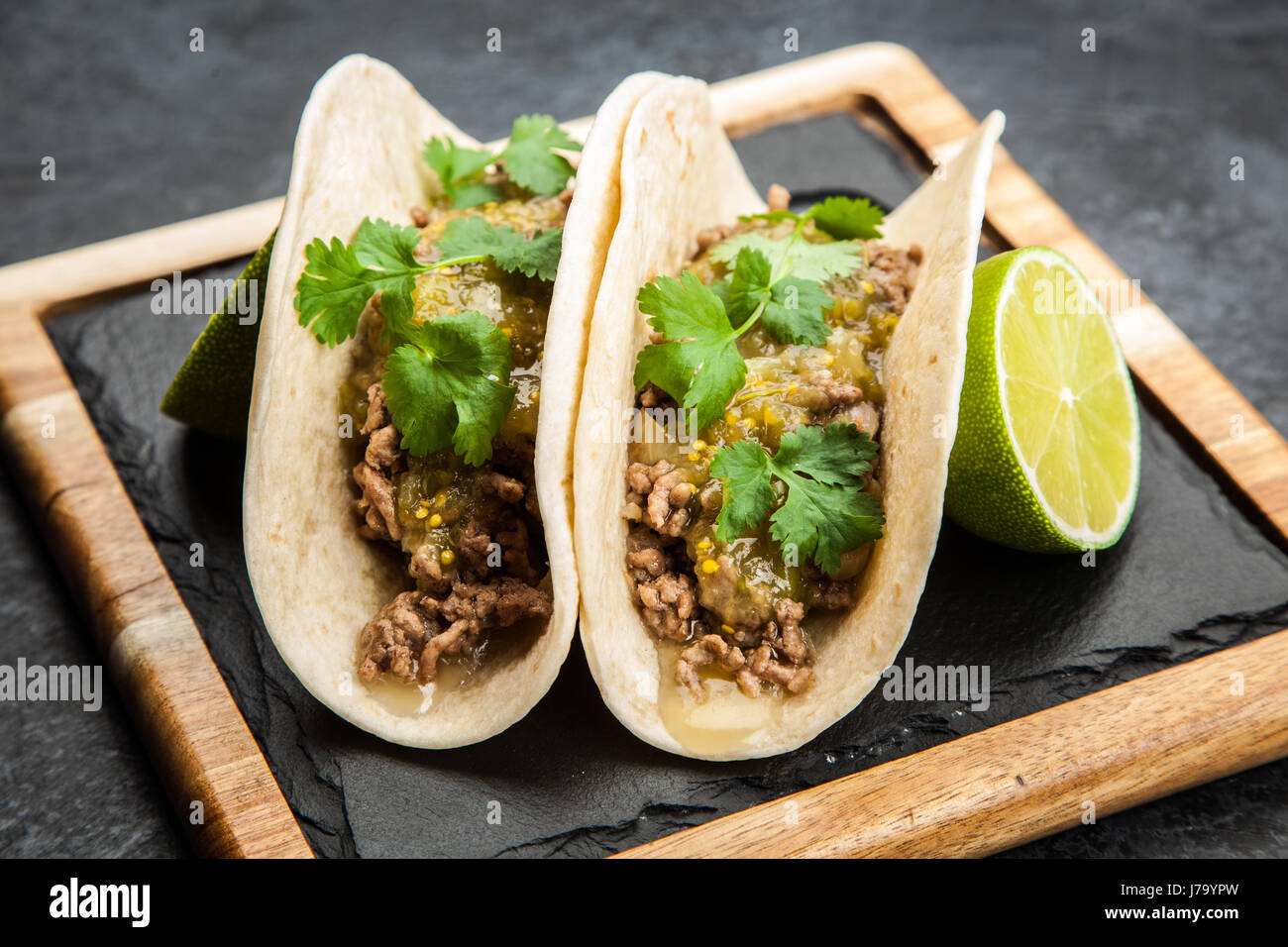 Mexikanische Tacos mit Rindfleisch Stockfoto
