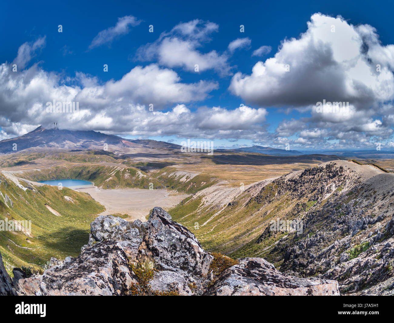 Ruapehu-Distrikt, Tongariro Nationalpark, Tamer Untersee, Mount Ruapehu, Neuseeland, Mount Te Heuheu Stockfoto