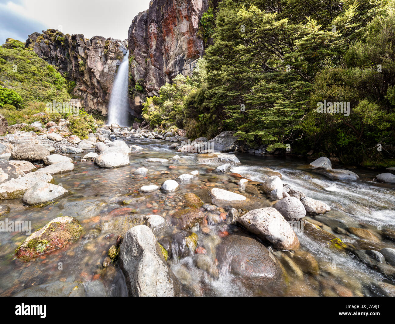 Neuseeland, Taranaki Falls Ruapehu-Distrikt, Tongariro-Nationalparks Stockfoto